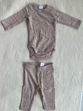 H&M 100% Wool Baby Matching Set NB 1-2M Beige Melange